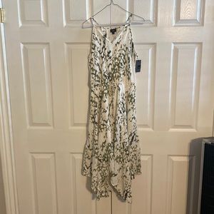 Dress, Green/Wht/Peach, S